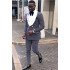 Chic Black Dot Double Breasted Mens Suit  with White Lapel