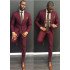 Simple Burgundy Best Fitted Peaked Lapel Mens Suit with 2-Piece