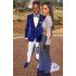 Royal Blue Velvet Black Shawl Lapel Prom Outfits for Boy