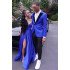 Fashion Royal Blue Jacquard One buttons Peaked Lapel Prom Mens Suits