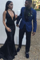 Navy Blue Best Fitted Best Prom Mens Suit with Peaked Lapel