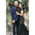 Jacob Navy Blue Two-Piece Best Fitted Prom Mens Suits with Black Silk Lapel