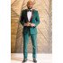 Fashion Dark Green One buttons Black Shawl Lapel Wedding Groom Suits 