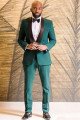Fashion Dark Green One buttons Black Shawl Lapel Wedding Groom Suits 