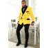Fashion Yellow Double Breasted Best Fitted Mens Suits with Black Shawl