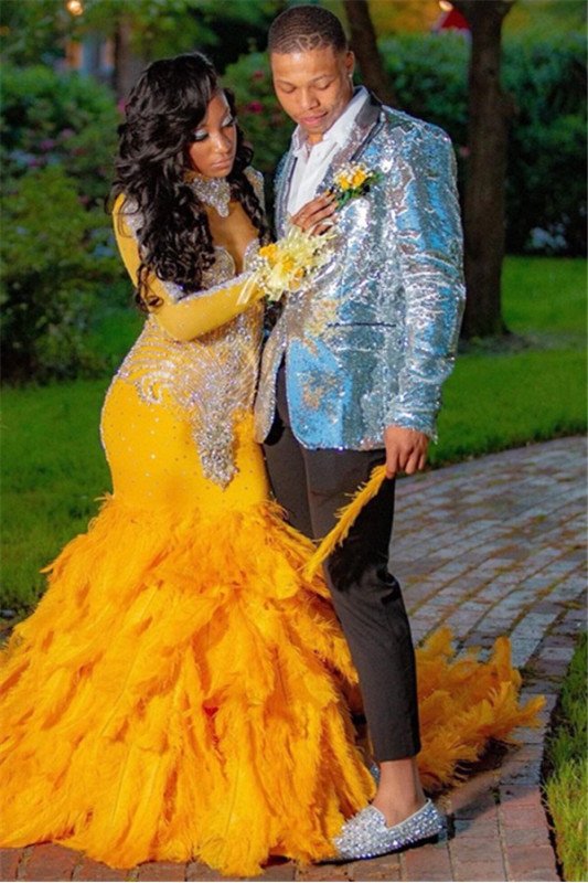 Glamorous Silver Sequins Two Piece Chic Prom Mens Suits