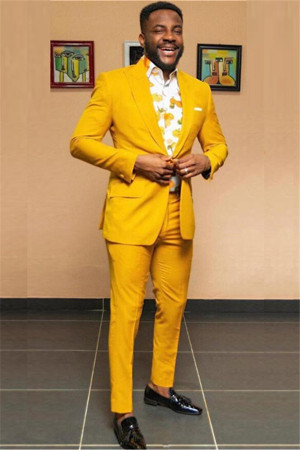JAOSeph Yellow Peaked Lapel One buttons Best Fitted Mens Suit  JAOSeph Yellow Peaked Lapel One buttons Best Fitted Mens Suit