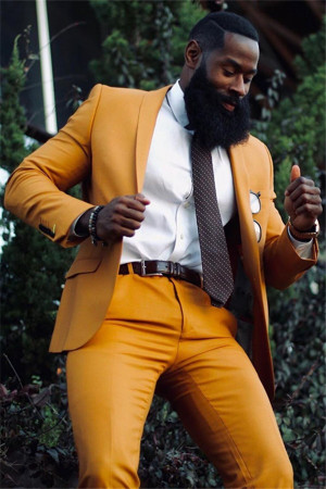 Bespoke Fashion Yellow Shawl Lapel One buttons Mens Suit Bespoke Fashion Yellow Shawl Lapel One buttons Mens Suit