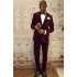 Wine Red Velvet Notched Lapel Bespoke Mens Suits 