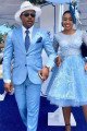 Bespoke Blue Peaked Lapel Two-Piece Mens Prom Suits