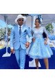 Bespoke Blue Peaked Lapel Two-Piece Mens Prom Suits