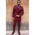Chic Red Double Breasted Peaked Lapel Mens Suits Jacket