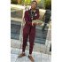 Newest Fashion Burgundy Two Piece Mens Suits with Black Lapel