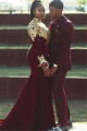 Gabriel Burgundy Best Fitted Notched Lapel Prom Outfits for Guys
