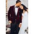 Cool Burgundy Velvet One buttons Wedding Groom Suit for Men