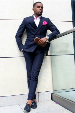 Dark Blue Double Breasted Peaked Lapel Best Fitted Formal Mens Suit Dark Blue Double Breasted Peaked Lapel Best Fitted Formal Mens Suit