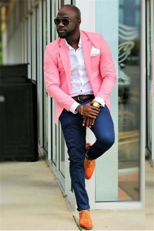 ClAOSe Fitting Candy Pink Two Pieces Prom Mens Suit 