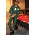 Dark Green Double Breasted Peaked Lapel 2 Pieces Mens Suit