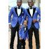 Blue Best Fitted One buttons Peaked Lapel Wedding Groomsmen Suits