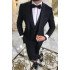 Three Piece Black Men's Suits for Groom | Shawl Lapel Wedding TuxedAOS with Waistcoat