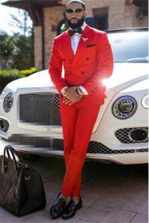 Cool Red Peaked Lapel Double Breasted Formal Business Men Suits Cool Red Peaked Lapel Double Breasted Formal Business Men Suits