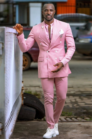 Fashion Hot Pink Double Breasted Best Fitted Prom Suits Fashion Hot Pink Double Breasted Best Fitted Prom Suits