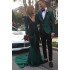 Dark Green Men's Suits for Prom | Two Piece Black Satin Lapel Wedding Tuxedo