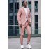 Two Piece Notched Lapel Pink Men's Suits for Casual with Flap Pockets