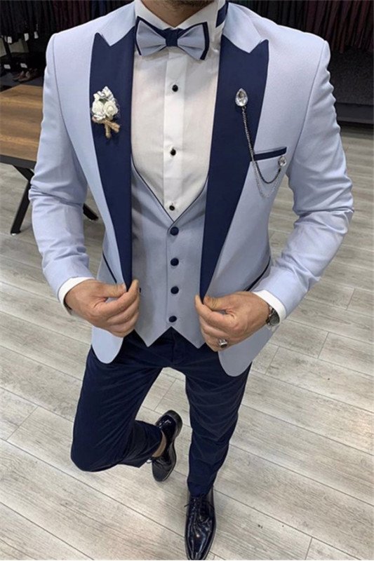 Jesus Sky Blue Peaked Lapel Best Fitted Peaked Lapel Men Suits