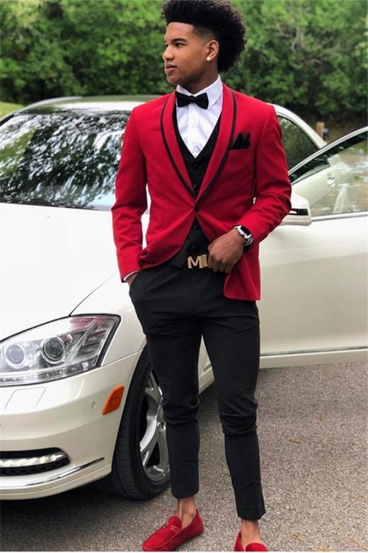 Carson Red One buttons Best Fitted Prom Outfits for Guys
