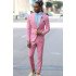 ClAOSe Fitting Pink Two Pieces Notched Lapel Prom Outfits for Men