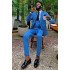 Dawson Bright Blue Three Pieces Best Fitted Notched Lapel Chic Men Suits