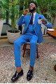 Dawson Bright Blue Three Pieces Best Fitted Notched Lapel Chic Men Suits