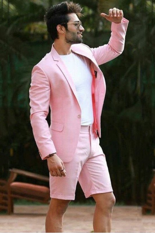 Nasir Summer Pink Notched Lapel Best Fitted One buttons Men Suits