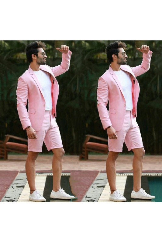 Nasir Summer Pink Notched Lapel Best Fitted One buttons Men Suits