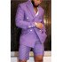 Cool Purple Peaked Lapel Double Breasted Bespoke Men Suits