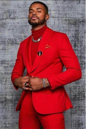 Stylish  Fashion Red Shawl Lapel One buttons Men Suits Stylish  Fashion Red Shawl Lapel One buttons Men Suits