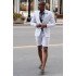 Kelvin White Summer Notched Lapel Chic Suits with Short Pants