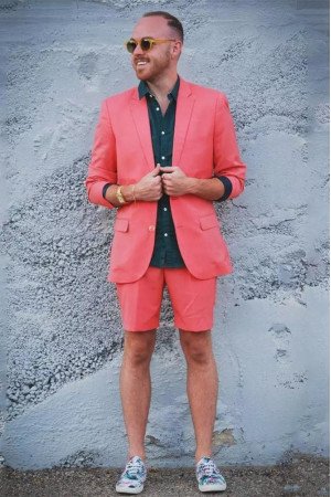 Cool Summer Orange Notched Lapel Men Suit with Short Pants Cool Summer Orange Notched Lapel Men Suit with Short Pants