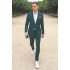 Chic Dark Green Peaked Lapel Best Fitted Men Suit for Prom