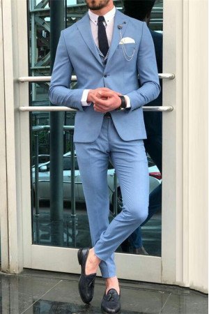Romeo Blue Peaked Lapel Best Fitted Chic Men Suits Romeo Blue Peaked Lapel Best Fitted Chic Men Suits