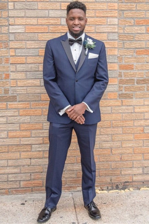 Walker Dark Navy Peaked Lapel 3-Piece Wedding Men Suits Walker Dark Navy Peaked Lapel 3-Piece Wedding Men Suits