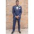 Walker Dark Navy Peaked Lapel 3-Piece Wedding Men Suits