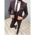Warren Burgundy Three Pieces Best Fitted Peaked Lapel Men Suits