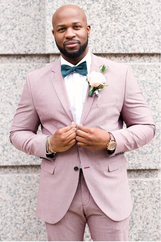 Newest Pink Fashion Bespoke Notched Lapel Groomsmen Suits