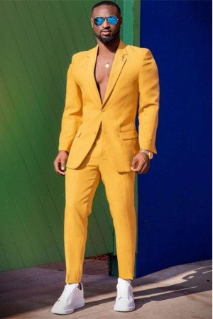 New Arrival Yellow Notched Lapel Chic Prom Outfits for Men New Arrival Yellow Notched Lapel Chic Prom Outfits for Men