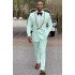 Chic Mint Green Chic Shawl Lapel Double Breasted Wedding Suits with Appliques