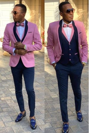 Willie Pink Shawl Lapel Three Pieces Best Fitted Men Suits Willie Pink Shawl Lapel Three Pieces Best Fitted Men Suits