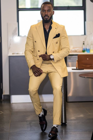 Yandel Bespoke Yellow Double Breasted Peaked Lapel Men Suits Yandel Bespoke Yellow Double Breasted Peaked Lapel Men Suits