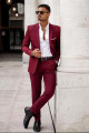 Brent Burgundy Notched Lapel Best Fitted Prom Outfits for Men